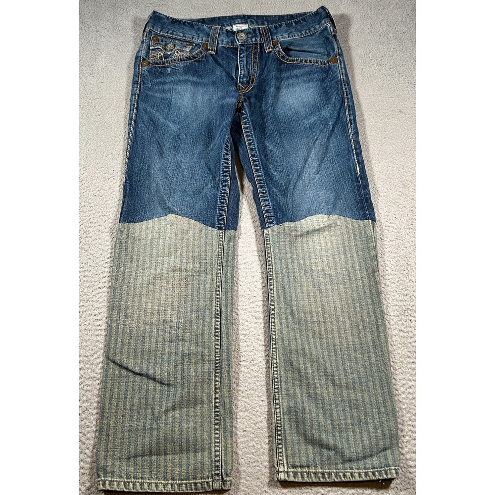 True Religion Jeans Men‎ 34 (32x30) Custom Patchwork Straight Leg Billy Big T